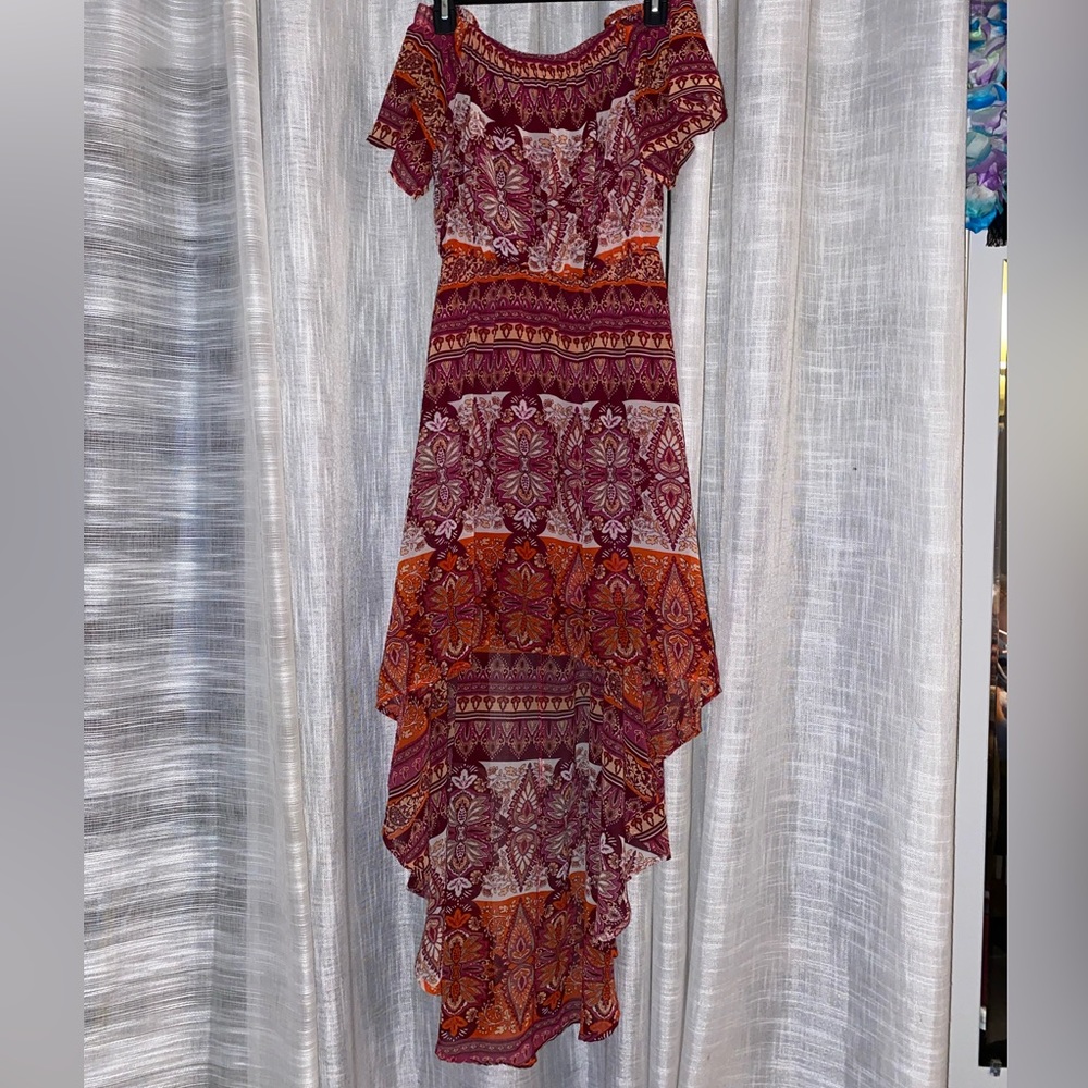 Floral print pink multi color summer dress